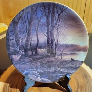 Terry Redlin "Morning Glow" plate with stand.